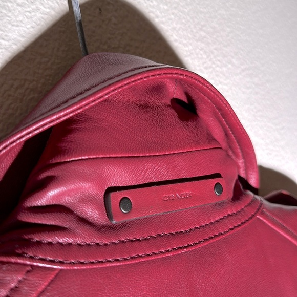 A beautiful Red Coach double breasted leather coat. - Picture 6 of 7